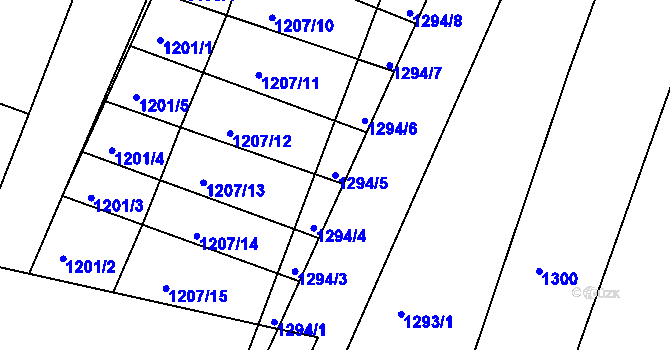 Parcela st. 1294/5 v KÚ Hrabyně, Katastrální mapa