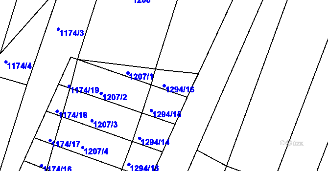 Parcela st. 1294/16 v KÚ Hrabyně, Katastrální mapa