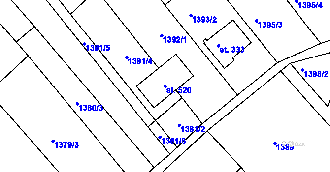 Parcela st. 520 v KÚ Hrabyně, Katastrální mapa