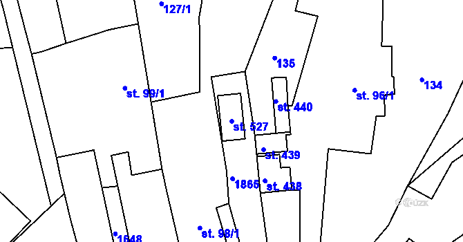 Parcela st. 527 v KÚ Hrabyně, Katastrální mapa