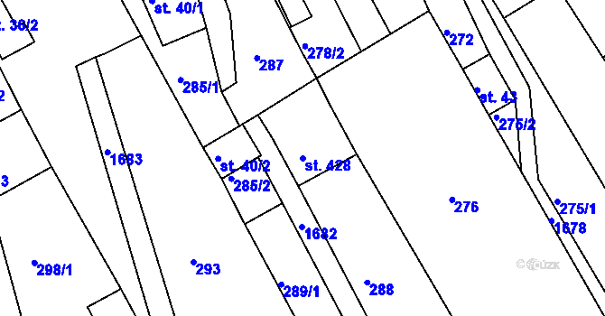 Parcela st. 428 v KÚ Hrabyně, Katastrální mapa