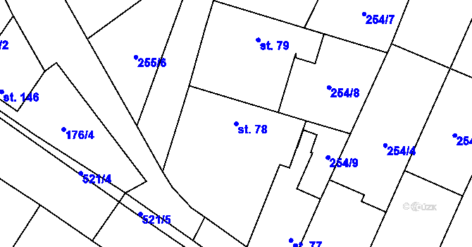 Parcela st. 78 v KÚ Hradčany u Žehuně, Katastrální mapa