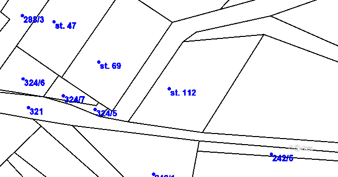 Parcela st. 112 v KÚ Hradčany u Žehuně, Katastrální mapa
