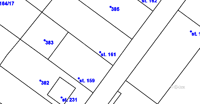 Parcela st. 161 v KÚ Hradčany u Žehuně, Katastrální mapa