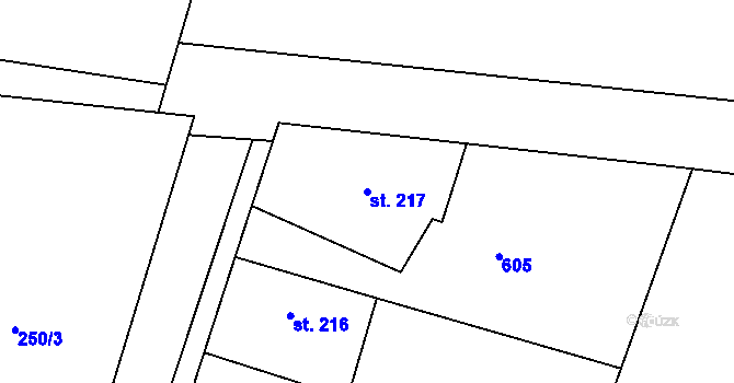 Parcela st. 217 v KÚ Hradčany u Žehuně, Katastrální mapa