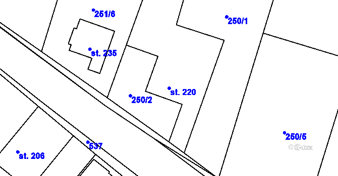 Parcela st. 220 v KÚ Hradčany u Žehuně, Katastrální mapa