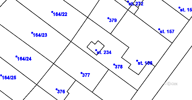 Parcela st. 234 v KÚ Hradčany u Žehuně, Katastrální mapa