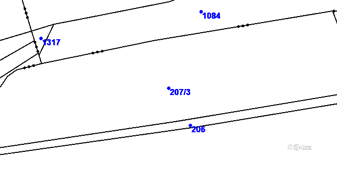 Parcela st. 207/3 v KÚ Hradčany u Žehuně, Katastrální mapa