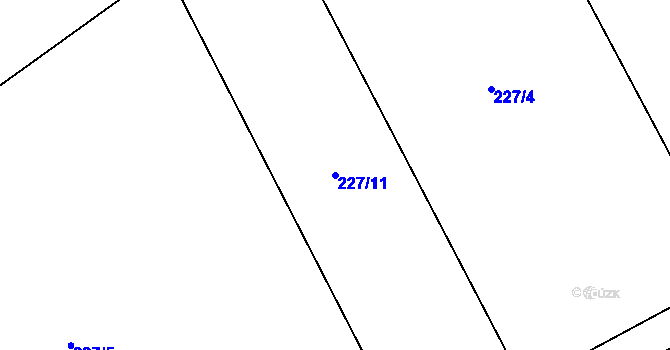Parcela st. 227/11 v KÚ Hradčany u Žehuně, Katastrální mapa