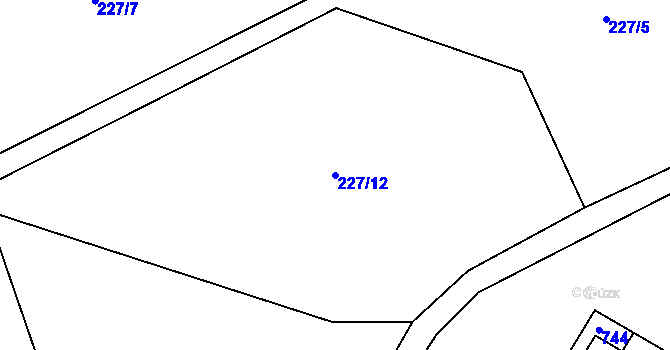 Parcela st. 227/12 v KÚ Hradčany u Žehuně, Katastrální mapa