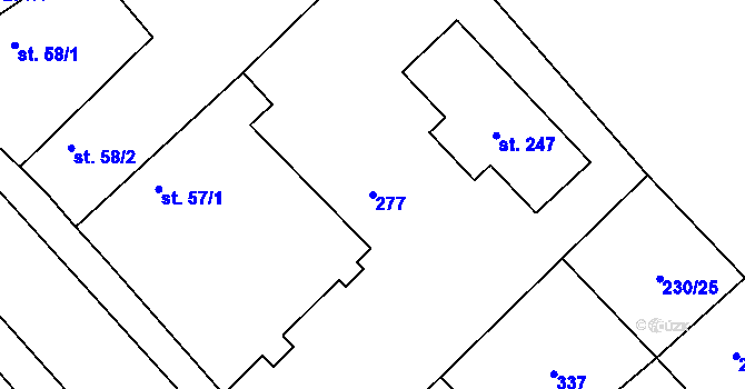 Parcela st. 277 v KÚ Hradčany u Žehuně, Katastrální mapa