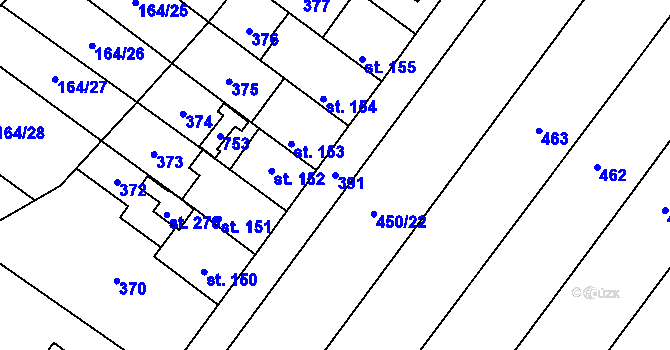 Parcela st. 391 v KÚ Hradčany u Žehuně, Katastrální mapa