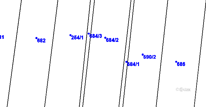 Parcela st. 684 v KÚ Hradčany u Žehuně, Katastrální mapa