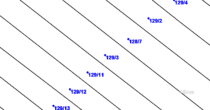 Parcela st. 129/3 v KÚ Hradčany u Žehuně, Katastrální mapa