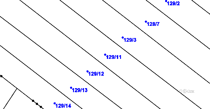 Parcela st. 129/11 v KÚ Hradčany u Žehuně, Katastrální mapa