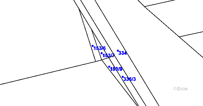 Parcela st. 153/7 v KÚ Hradčany u Žehuně, Katastrální mapa