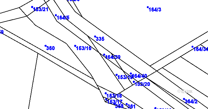 Parcela st. 164/39 v KÚ Hradčany u Žehuně, Katastrální mapa