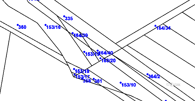 Parcela st. 164/40 v KÚ Hradčany u Žehuně, Katastrální mapa