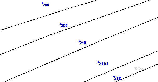 Parcela st. 210 v KÚ Hradčany u Žehuně, Katastrální mapa