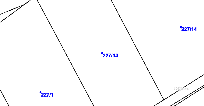 Parcela st. 227/13 v KÚ Hradčany u Žehuně, Katastrální mapa