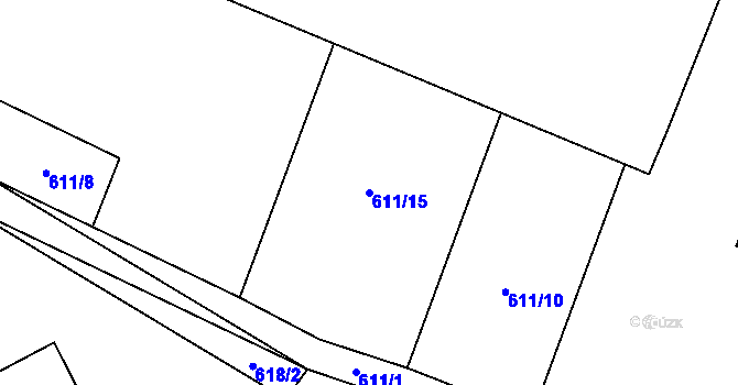 Parcela st. 611/15 v KÚ Hradčany u Žehuně, Katastrální mapa