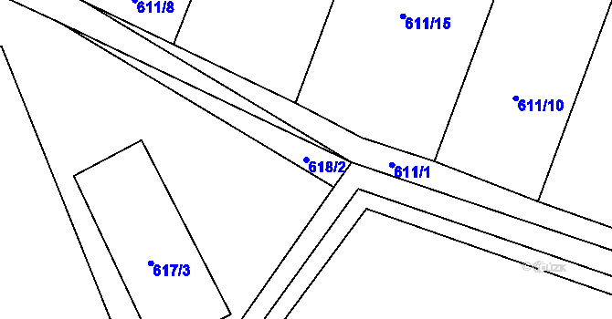 Parcela st. 618/2 v KÚ Hradčany u Žehuně, Katastrální mapa