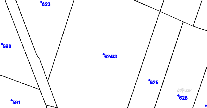 Parcela st. 624/3 v KÚ Hradčany u Žehuně, Katastrální mapa