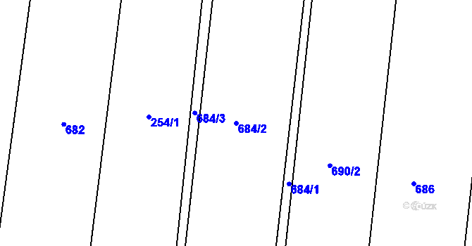 Parcela st. 684/2 v KÚ Hradčany u Žehuně, Katastrální mapa