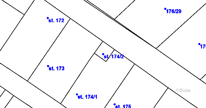Parcela st. 174/2 v KÚ Hradčany u Žehuně, Katastrální mapa