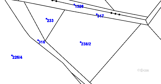 Parcela st. 238/2 v KÚ Hradčany u Žehuně, Katastrální mapa