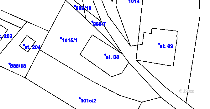Parcela st. 88 v KÚ Hradčany u Českého Dubu, Katastrální mapa