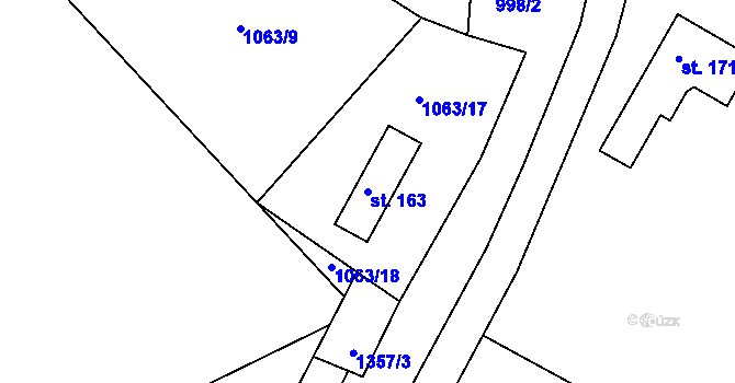 Parcela st. 163 v KÚ Hradčany u Českého Dubu, Katastrální mapa