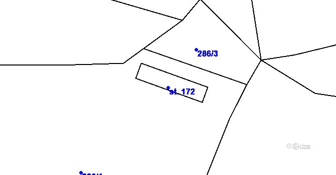 Parcela st. 172 v KÚ Hradčany u Českého Dubu, Katastrální mapa