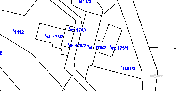 Parcela st. 175/2 v KÚ Hradčany u Českého Dubu, Katastrální mapa