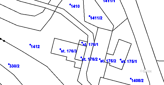 Parcela st. 176/1 v KÚ Hradčany u Českého Dubu, Katastrální mapa