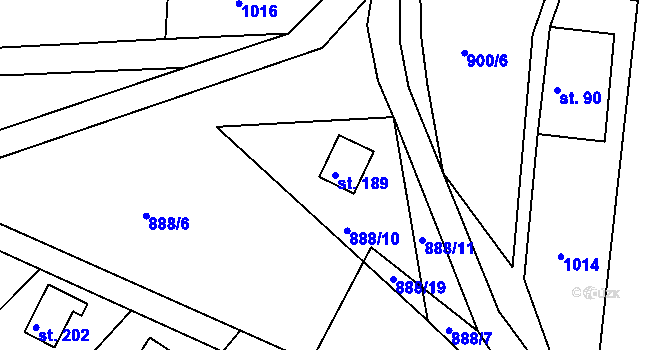 Parcela st. 189 v KÚ Hradčany u Českého Dubu, Katastrální mapa