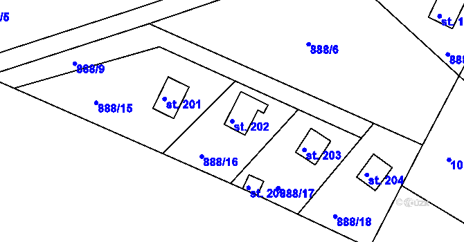Parcela st. 202 v KÚ Hradčany u Českého Dubu, Katastrální mapa