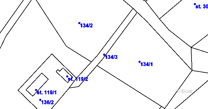 Parcela st. 134/3 v KÚ Hradčany u Českého Dubu, Katastrální mapa
