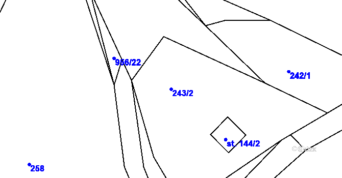 Parcela st. 243/2 v KÚ Hradčany u Českého Dubu, Katastrální mapa