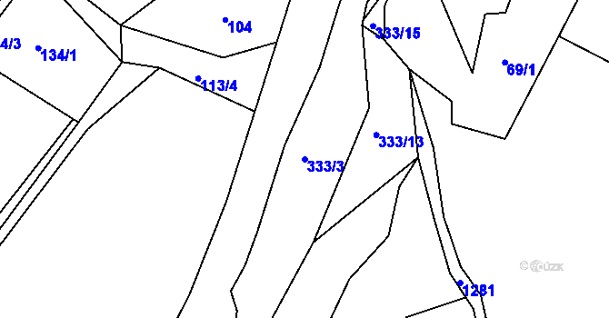 Parcela st. 333/3 v KÚ Hradčany u Českého Dubu, Katastrální mapa