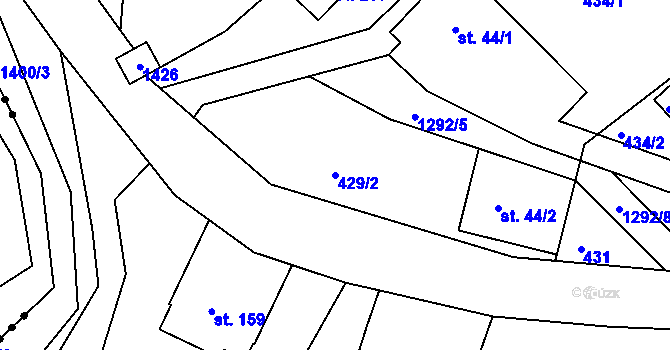 Parcela st. 429/2 v KÚ Hradčany u Českého Dubu, Katastrální mapa