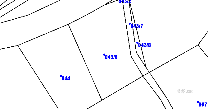 Parcela st. 843/6 v KÚ Hradčany u Českého Dubu, Katastrální mapa