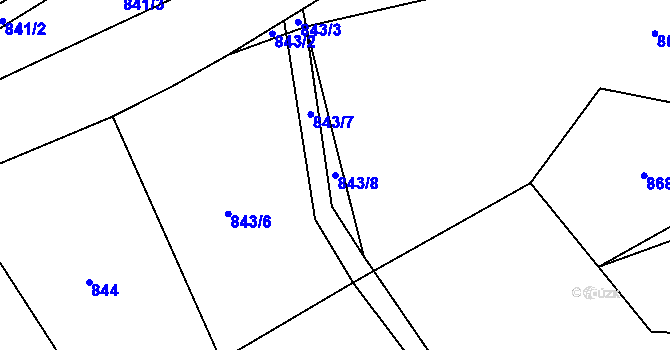 Parcela st. 843/8 v KÚ Hradčany u Českého Dubu, Katastrální mapa