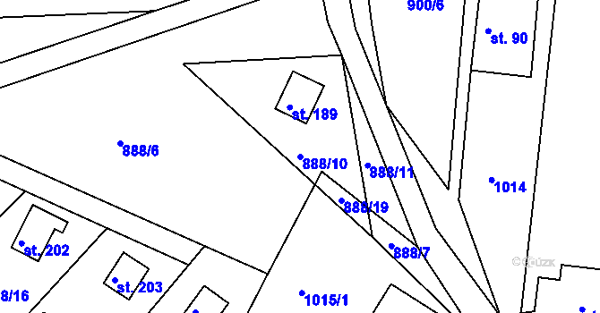 Parcela st. 888/10 v KÚ Hradčany u Českého Dubu, Katastrální mapa