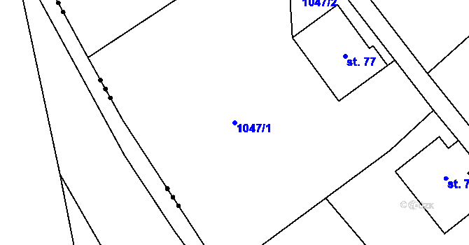 Parcela st. 1047/1 v KÚ Hradčany u Českého Dubu, Katastrální mapa