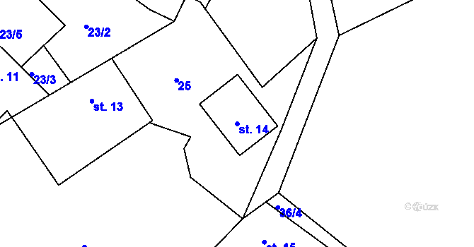 Parcela st. 14 v KÚ Chvalčovice, Katastrální mapa