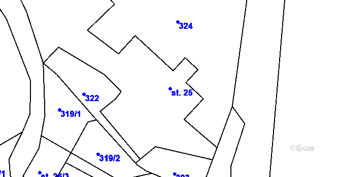 Parcela st. 25 v KÚ Chvalčovice, Katastrální mapa