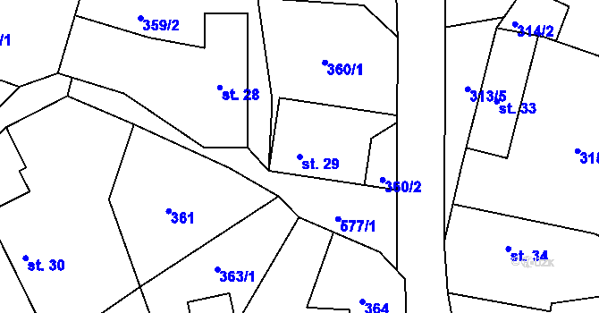Parcela st. 29 v KÚ Chvalčovice, Katastrální mapa