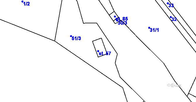 Parcela st. 57 v KÚ Chvalčovice, Katastrální mapa