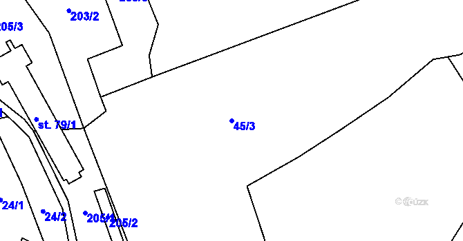 Parcela st. 45/3 v KÚ Chvalčovice, Katastrální mapa